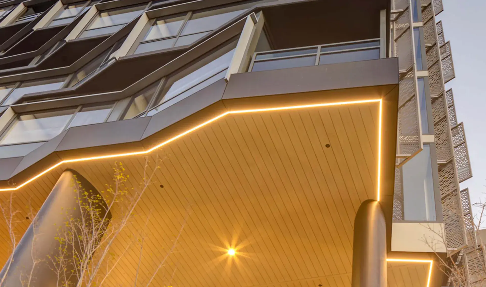 Illuminated entrance to an OIA residential development