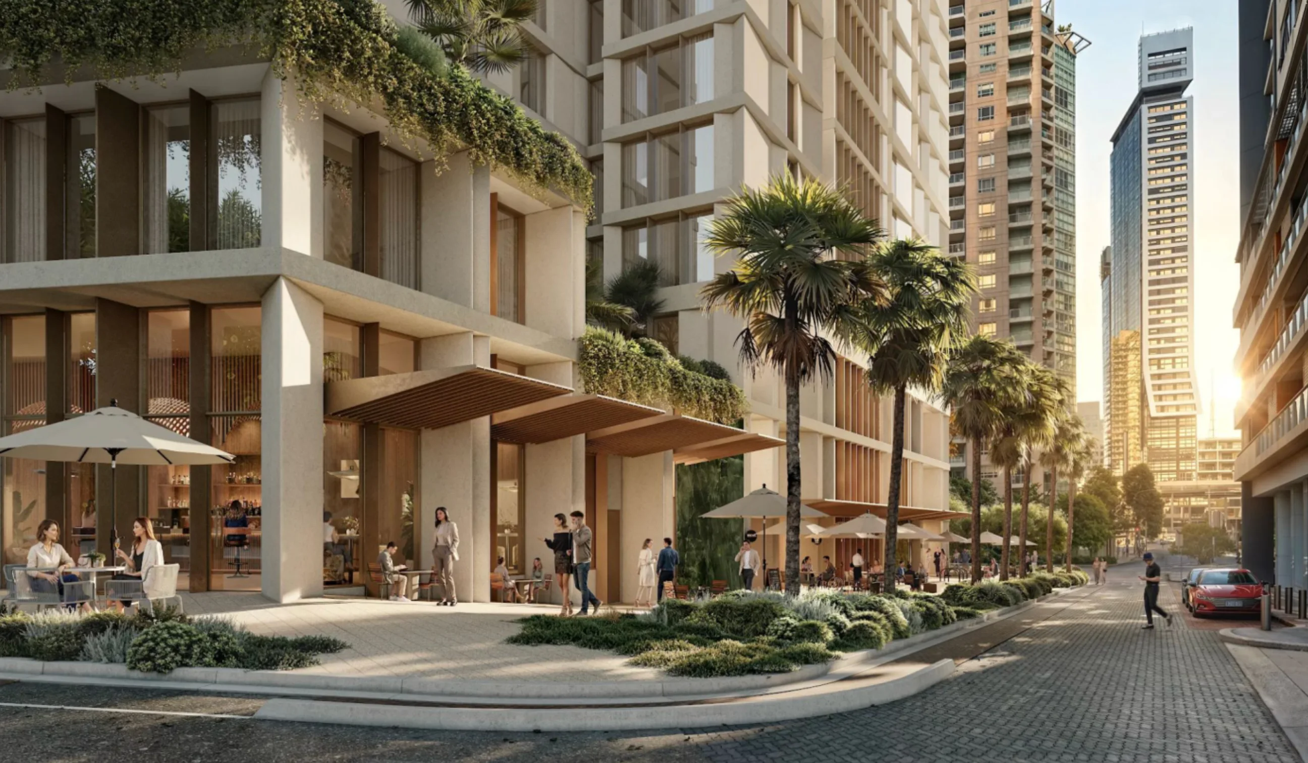 Landscaped mixed-use residential development