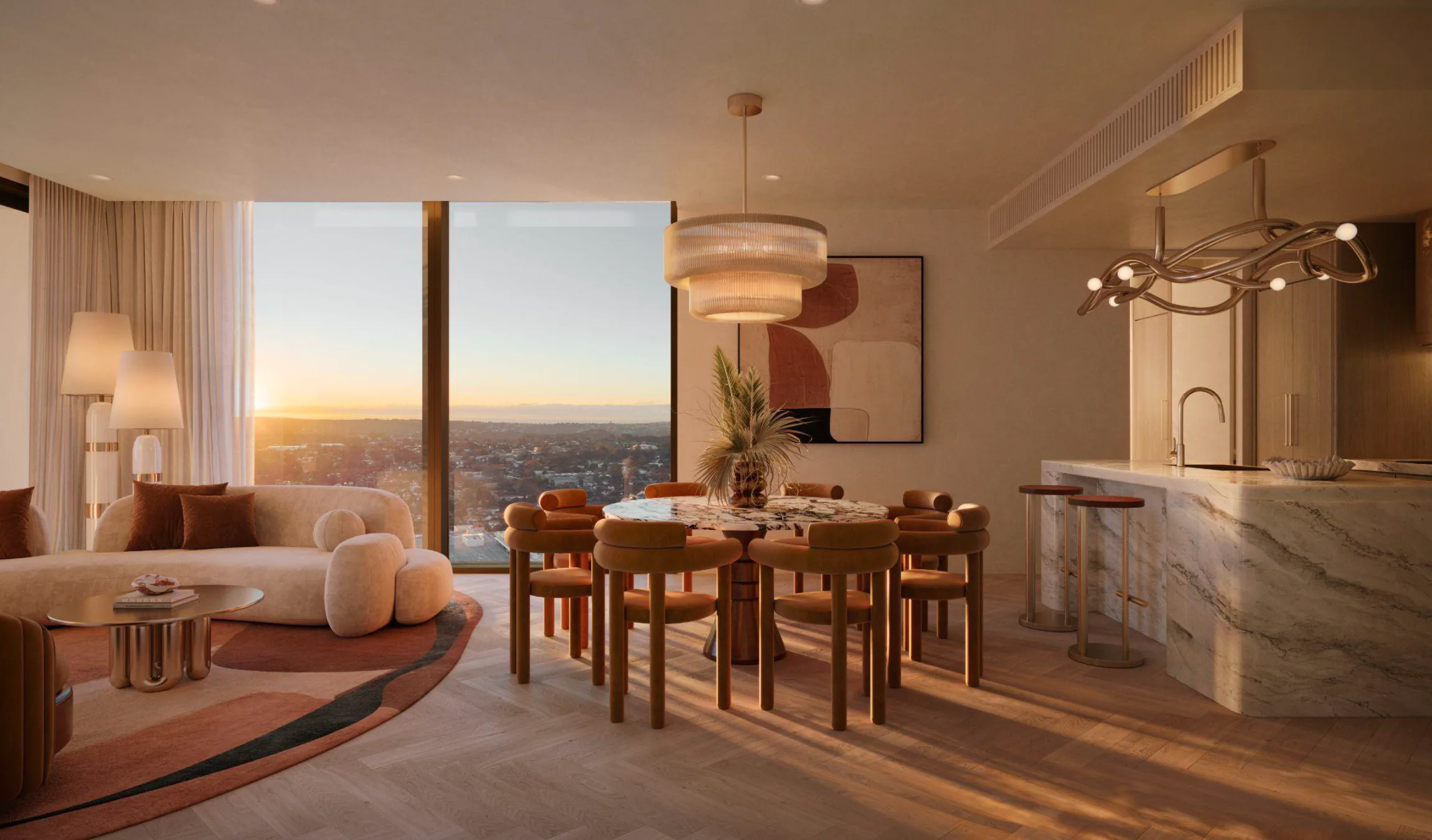 Warm, contemporary apartment interior