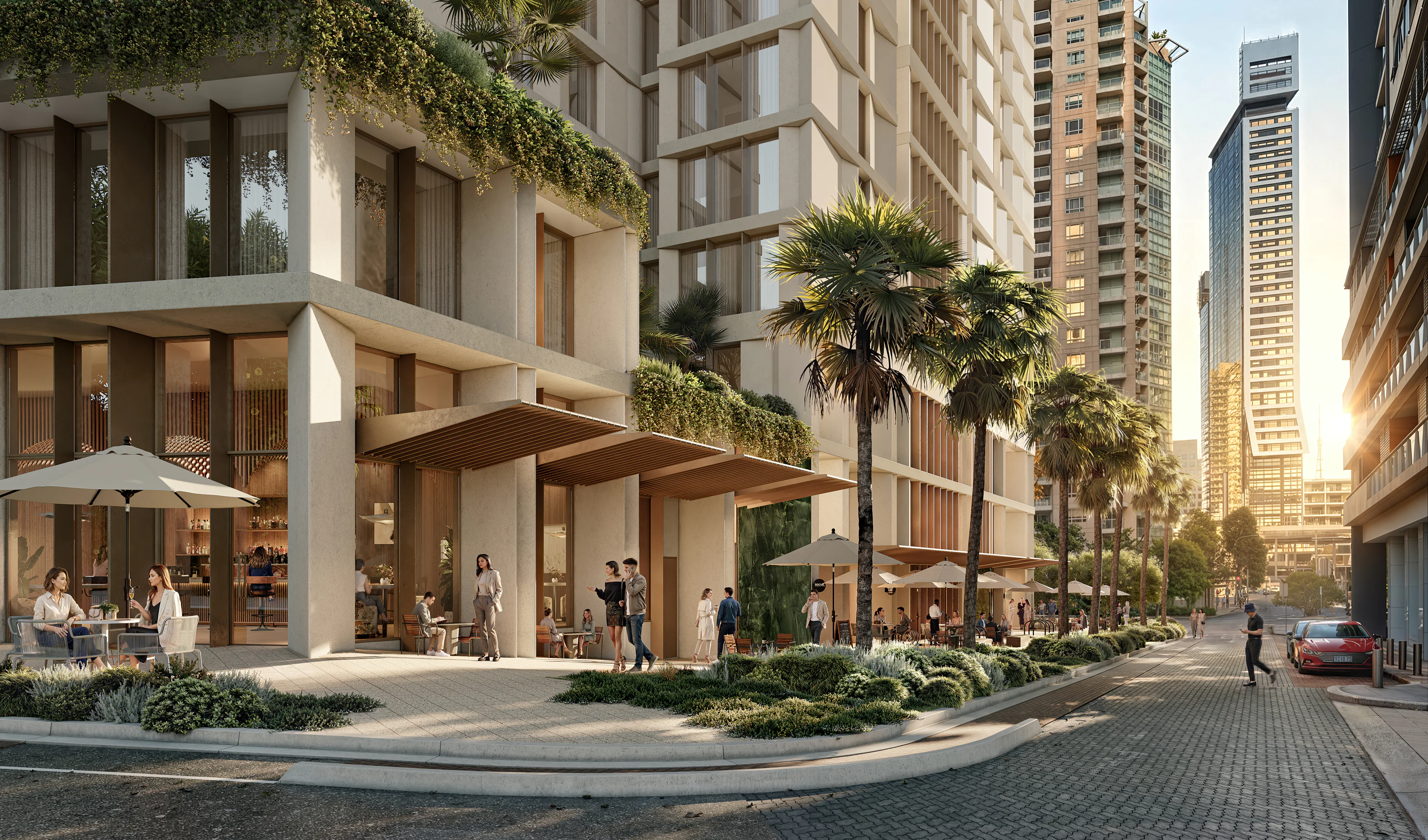 OIA residential development on a landscaped city street